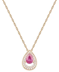 Macy's Sapphire (7/8 ct. t.w.) & Diamond (1/5 Pear Pendant 18" Necklace 14k White Gold (Available Ruby Emerald)