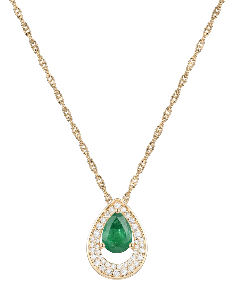 Macy's Sapphire (7/8 ct. t.w.) & Diamond (1/5 Pear Pendant 18" Necklace 14k White Gold (Available Ruby Emerald)