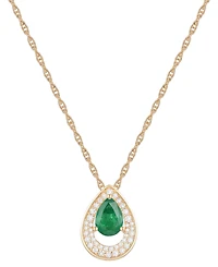 Macy's Sapphire (7/8 ct. t.w.) & Diamond (1/5 Pear Pendant 18" Necklace 14k White Gold (Available Ruby Emerald)