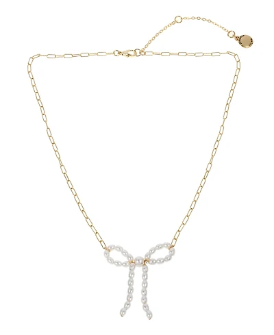 Steve Madden Punk Romance Faux Cultivated Pearl Bow Pendant Necklace