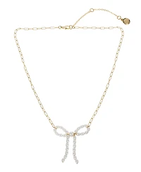 Steve Madden Punk Romance Faux Cultivated Pearl Bow Pendant Necklace