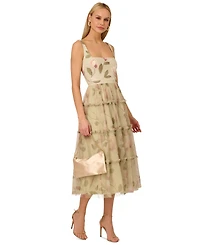 Adrianna Women's Printed Tiered Sleeveless Midi Dress