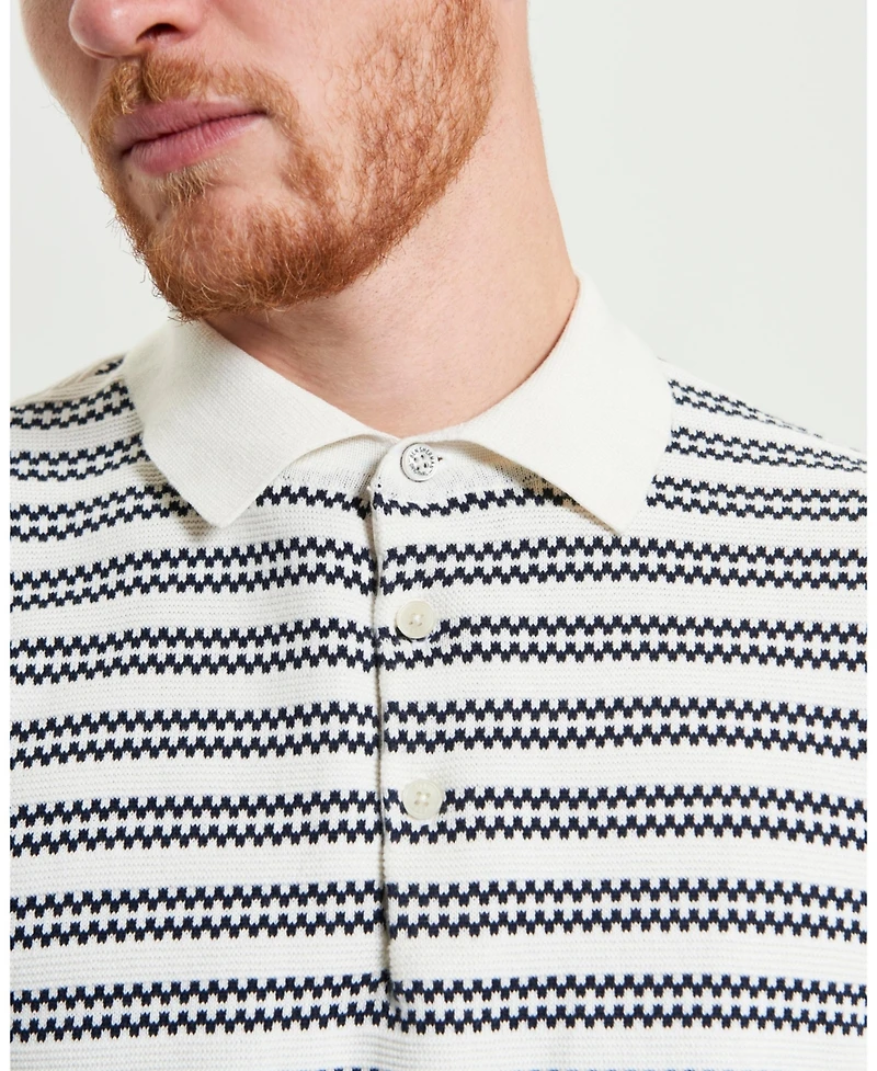 Ben Sherman Men's Jacquard Stripe Short Sleeve Polo Shirt