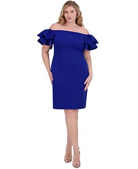 Eliza J Plus Size Ruffled Off-The-Shoulder Sheath Dress