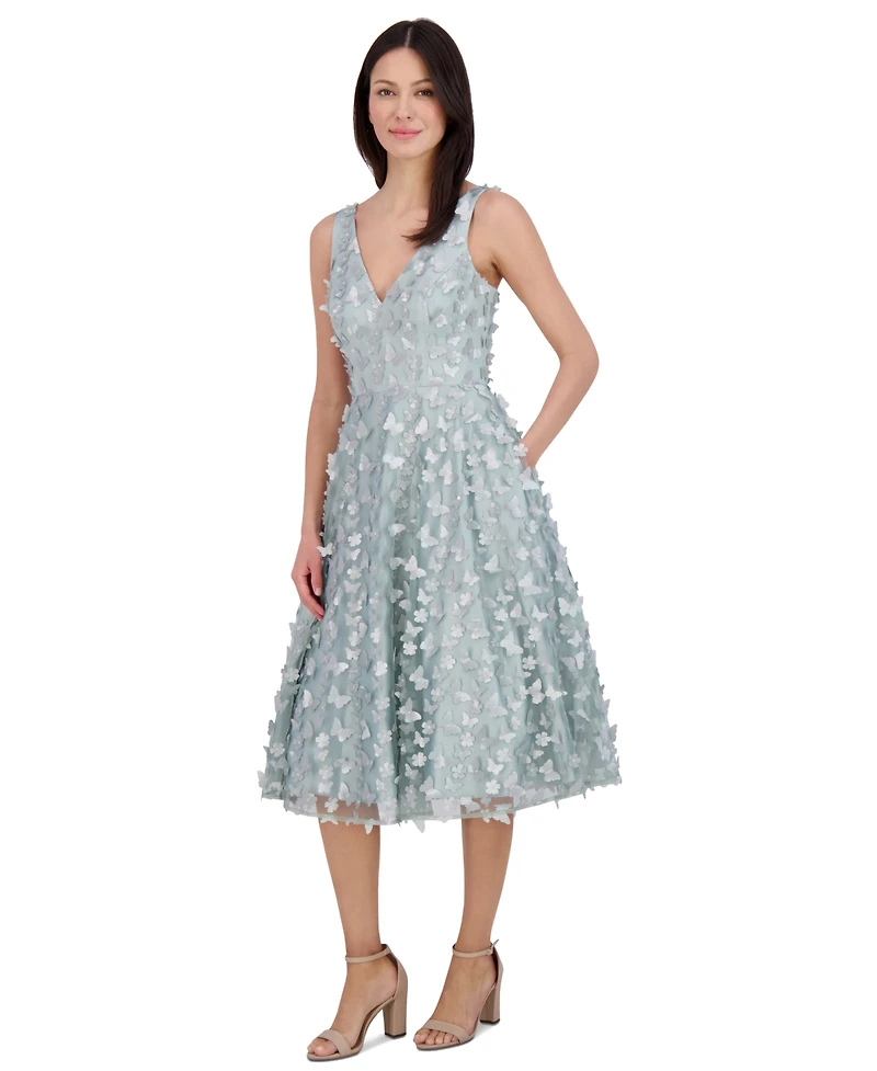 Eliza J Women's Butterfly Floral Embellished Fit & Flare Dress