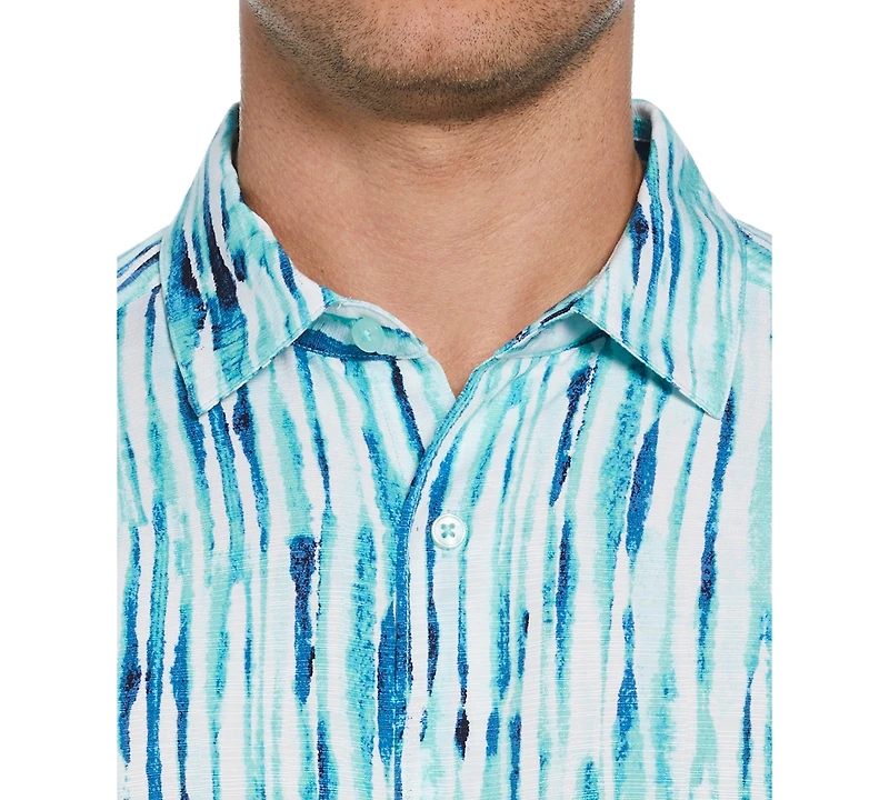 Cubavera Men's Watercolor Stripe Print Short Sleeve Button-Down Shirt