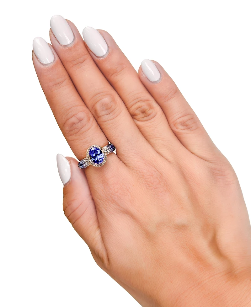 Le Vian Blueberry Tanzanite (1-5/8 ct. t.w.), Denim Ombre (5/8 ct. t.w.), White Sapphire (1/6 ct. t.w.) & Nude Diamond (1/6 ct. t.w.) Halo Ring in 14k