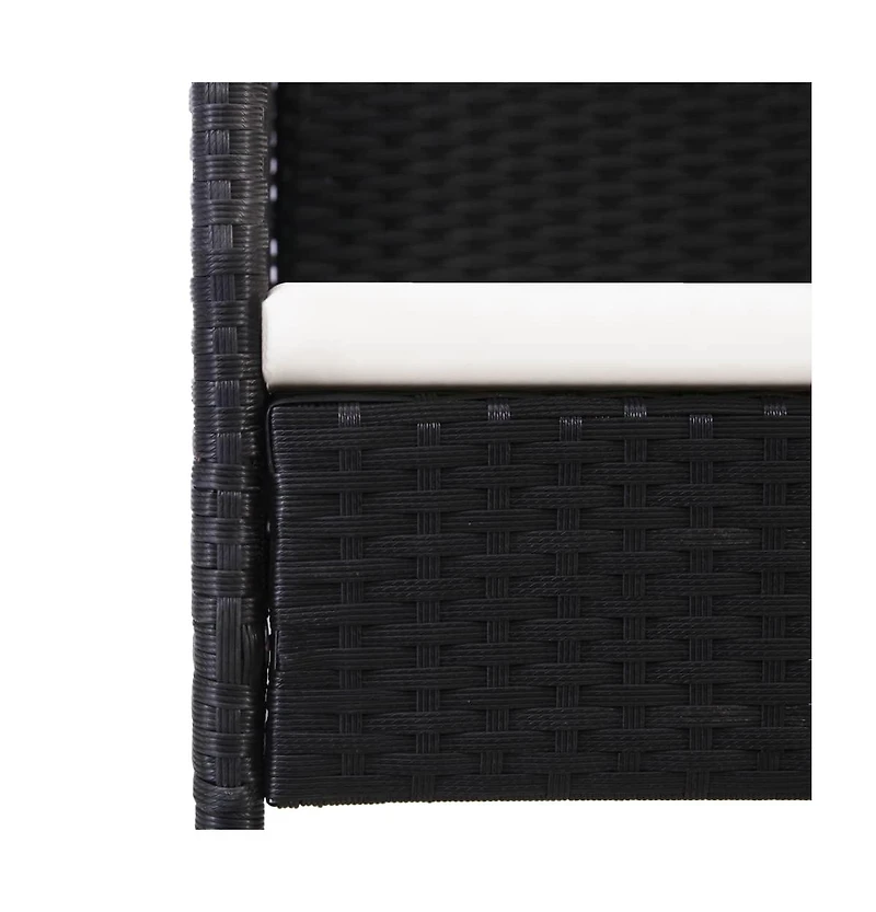 vidaXL Patio Chairs with Cream White Cushions 4 pcs Black Poly Rattan