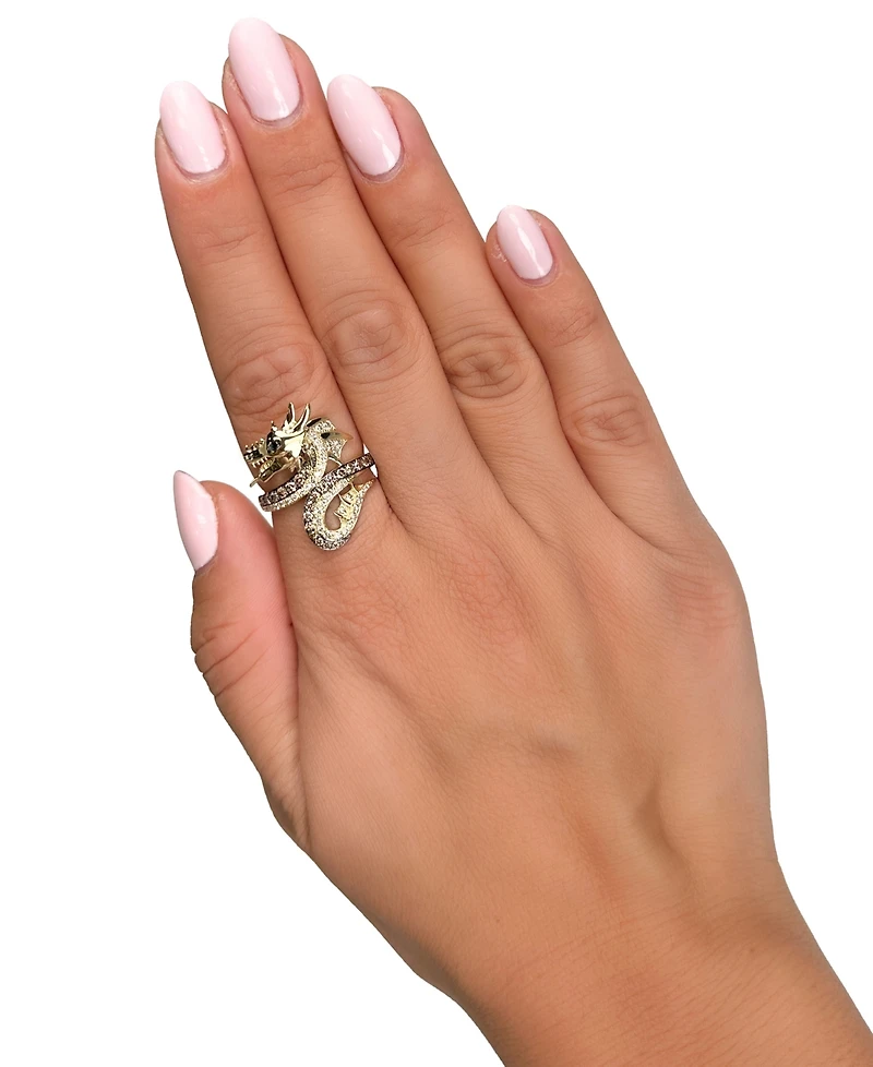 Le Vian Chocolate Diamond, Nude Diamond, & Blackberry Diamond Dragon Ring (3/4 ct. t.w.) in 14k Gold
