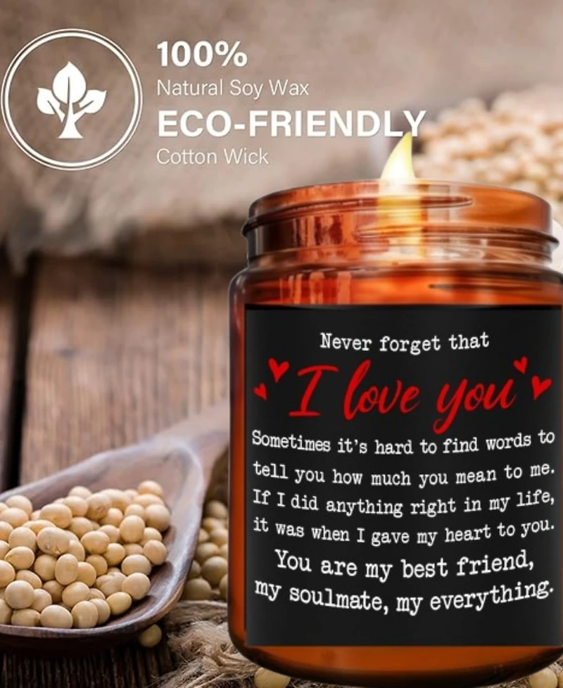 Lovery "I Love You" Lavender Scented Soy Wax Candle, 10 oz.