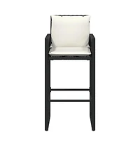Patio Bar Stools with Cushions 2 pcs Black Poly Rattan