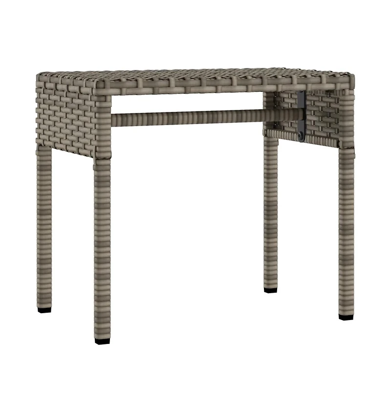 Sun Lounger with Canopy and Table Gray Poly Rattan