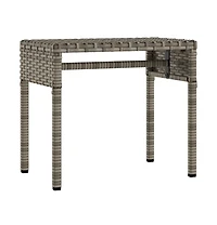 Sun Lounger with Canopy and Table Gray Poly Rattan