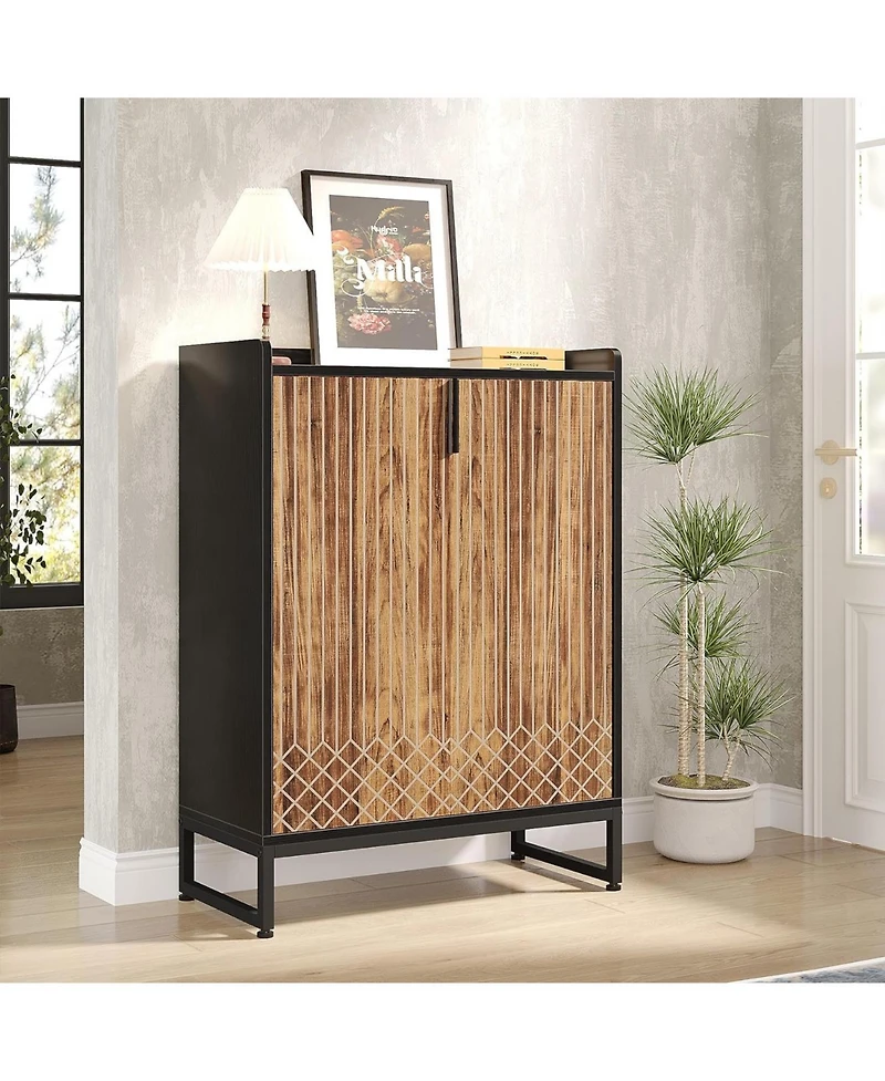 Tribesigns Shoe Cabinet with Doors, 5 Tiers Storage for Entryway, 25 Pairs Wooden Cabinets, Modern Organizer Living