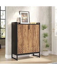 Tribesigns Shoe Cabinet with Doors, 5 Tiers Storage for Entryway, 25 Pairs Wooden Cabinets, Modern Organizer Living