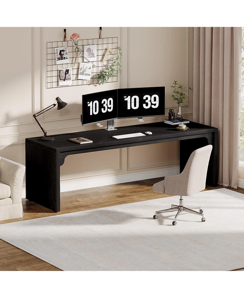 Tribesigns 78.7 Inches Long Computer Desk, Wooden Extra Writing Desk Double Workstation, 2 Person for Home Office