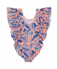 Snapper Rock Little Girls Tropicana Vacay Sustainable Wide Frill Swimsuit