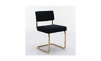 Slickblue Modern Armless Dining Chairs – Gold Metal Base, Corduroy Upholstery with Channel Tufting, Set of 2