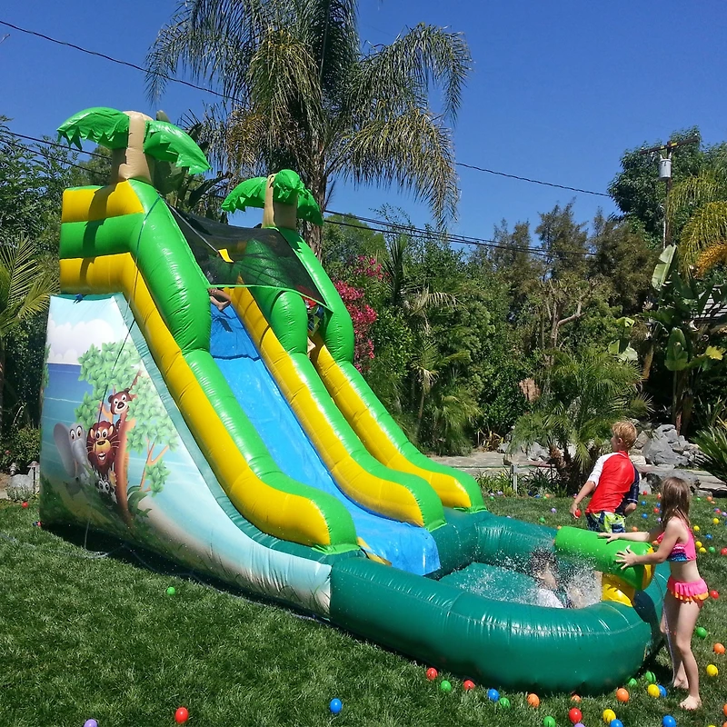 HeroKiddo 12 Safari Commercial Grade Inflatable Water Slide with Attached Pool for Kids & Adults (No Blower Included)