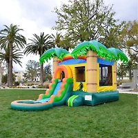 HeroKiddo Tropical Breeze Bounce House & Water Slide Combo with Detachable Pool (No Blower Included), Commercial Grade Inflatable