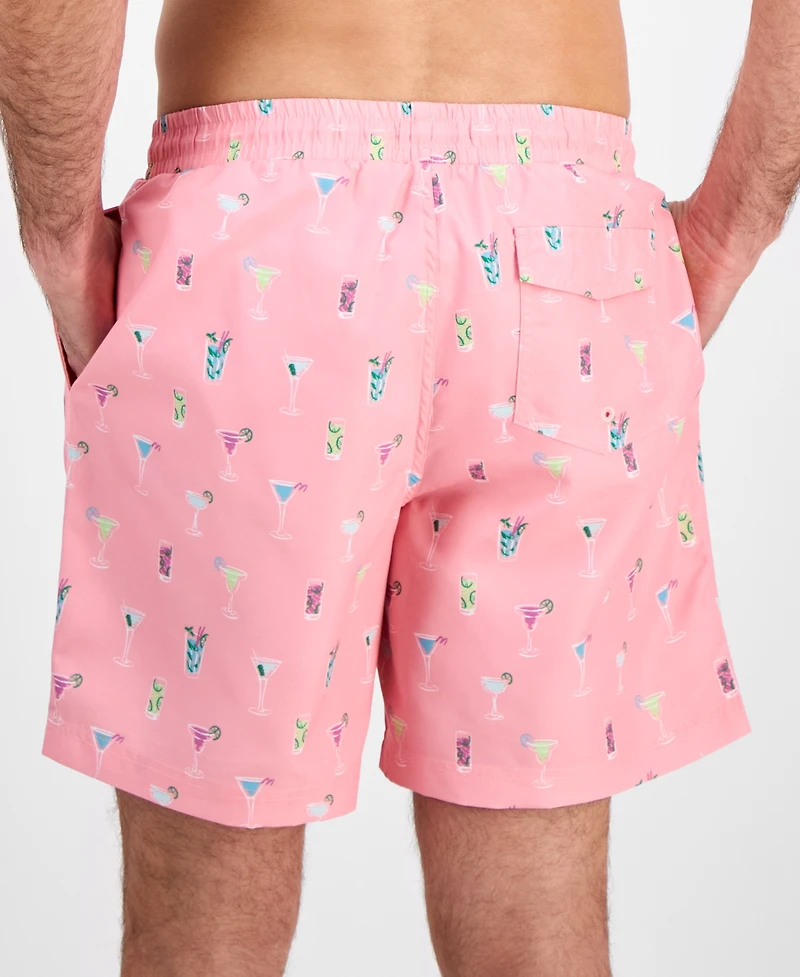 Club Room Men's Cocktail-Print Swim Trunks, Exclusively at Macy's