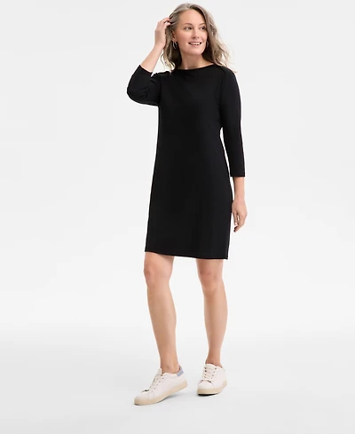 Style & Co Women's Cotton 3/4-Sleeve Boat-Neck Dress, Exclusively at Macy's