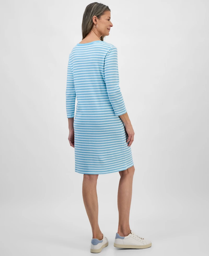 Style & Co Women's Printed 3/4-Sleeve Boat-Neck Dress, Exclusively at Macy's