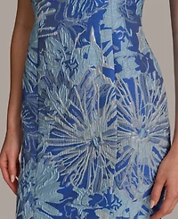 Donna Karan New York Women's Jacquard Bow-Trim One-Shoulder Gown