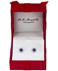 Effy Sapphire (1-1/6 ct. t.w.) & Diamond (1/6 Halo Stud Earrings 14k White Gold or Two Tone (Also available Tanzanite, Ruby, Em