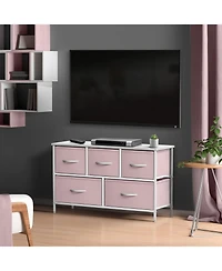 Sorbus 5 Drawers Dresser- Storage Unit with Steel Frame, Wood Top, Fabric Bins - for Bedroom, Closet, Office and more