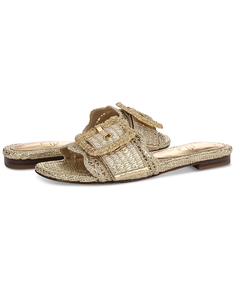 Sam Edelman Women's Bambi Raffia Buckle Slide Sandals