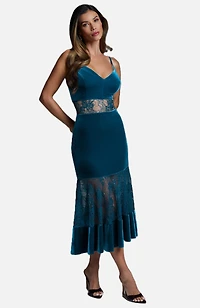 Bebe Women's Velvet Lace Midi Dress