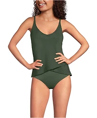 Lands' End Women's Long Torso Tulip Hem Tankini Top