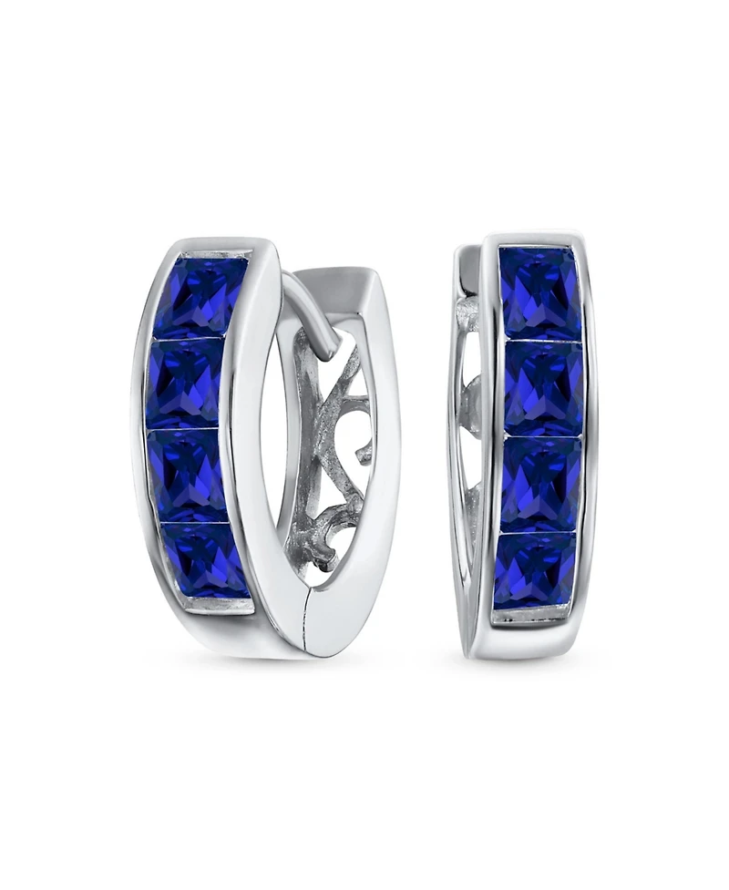 Bling Jewelry Small Cz Hoop Earrings Gold-Plated Sterling Silver Multi-Color Options