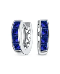 Bling Jewelry Small Cz Hoop Earrings Gold-Plated Sterling Silver Multi-Color Options