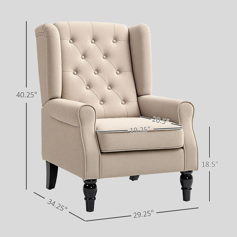 Homcom Accent Chair Button-Tufted Armchair with Wingback Round Arms