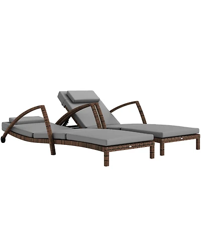Outsunny Wicker Outdoor Chaise Lounge Chair Set, 5 Adjustable Back,