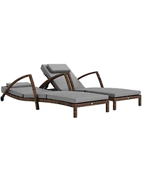 Outsunny Wicker Outdoor Chaise Lounge Chair Set, 5 Adjustable Back,