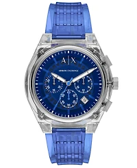 A|X Armani Exchange Men's Quartz Chronograph Blue Polyurethane Watch, 44mm