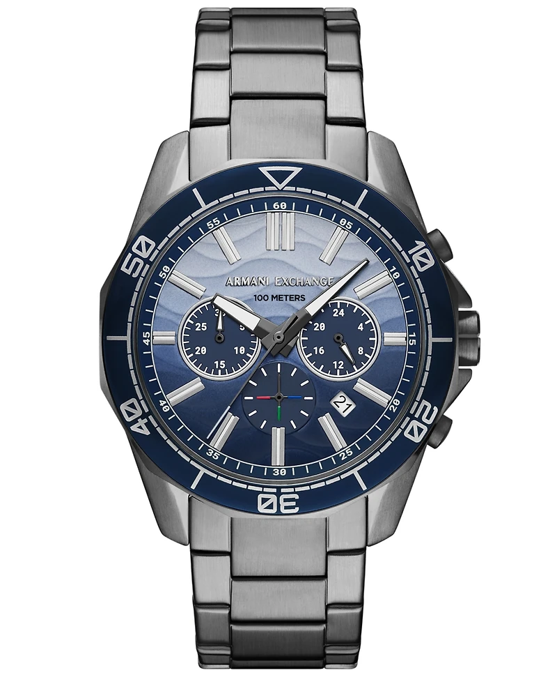 A|X Armani Exchange Men's Quartz Chronograph Gunmetal Stainless-Steel Watch, 44mm