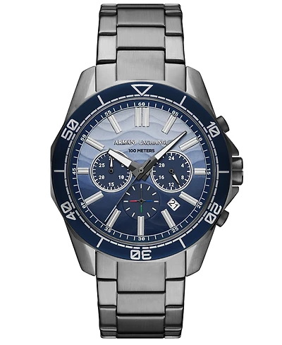 A|X Armani Exchange Men's Quartz Chronograph Gunmetal Stainless-Steel Watch, 44mm