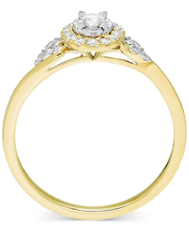 Diamond Halo Swirl Engagement Ring (1/4 ct. t.w.) in 14k Two-Tone Gold