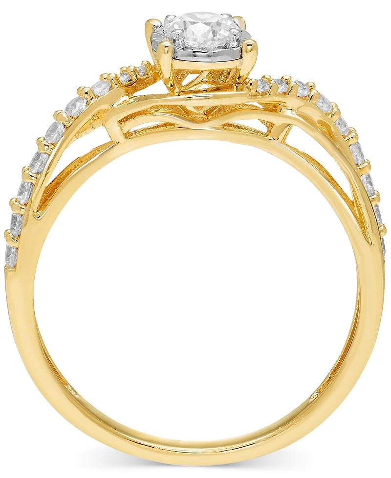 Diamond Twist Shank Bridal Set (5/8 ct. t.w.) in 14k Two-Tone Gold