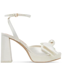 Dolce Vita Women's Patton Two-Piece Pearl Bow Satin Heeled Dress Sandals