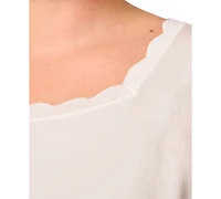Melissa Paige Plus Elbow-Sleeve Scalloped-Neck Sweater, Exclusively