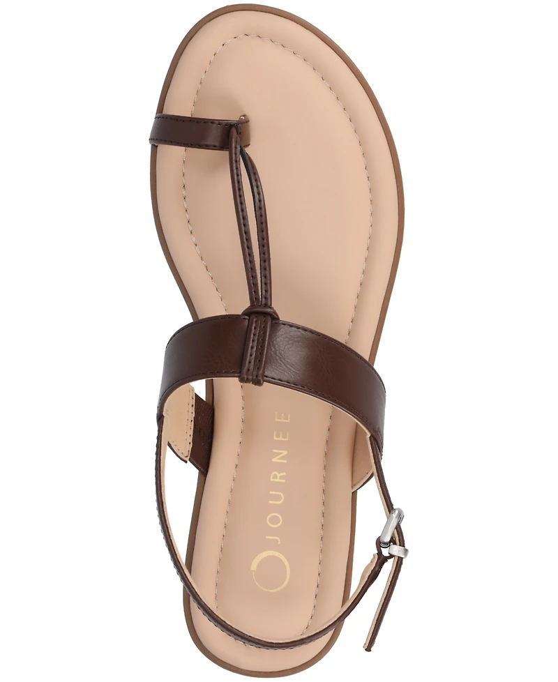 Journee Collection Women's Gerra T Strap Toe Ring Flat Sandals
