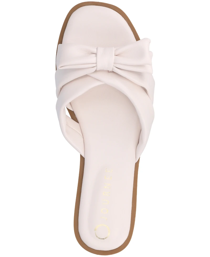 Journee Collection Women's Prylin Bow Slide Flat Sandals