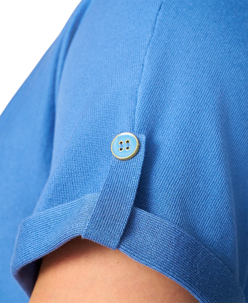 Melissa Paige Plus Roll-Tab Dolman-Sleeve Sweater