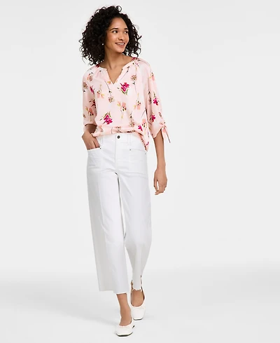 Jones New York Petite Patch-Pocket Wide-Leg Pants