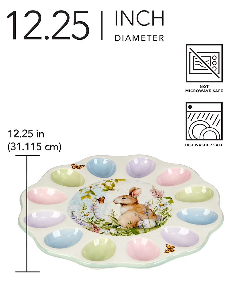 Certified International Easter Meadow Round Deviled Egg Plate